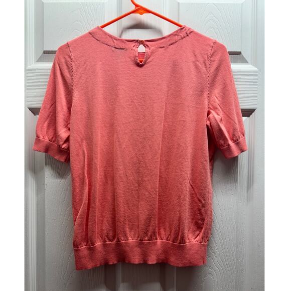 NWOT Talbots Size Mp Medium Petite Peach Keyhole Back Short Sleeve Top - Picture 2 of 6